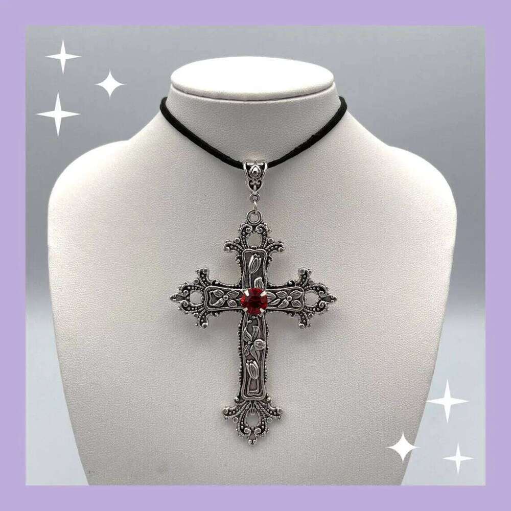 Gothic Necklace For Women Men Punk Hollow Flower Cross Charms Choker Chain Vampires Pendant Jewelry Party Accessories Gift H260312