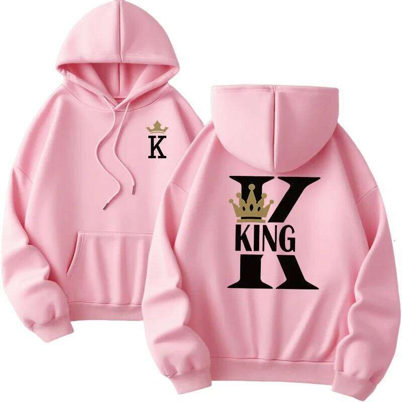 Hot selling women's men's hoodies, king queen printed sportswear, casual couple outfits, pullovers, daily wear Z260314