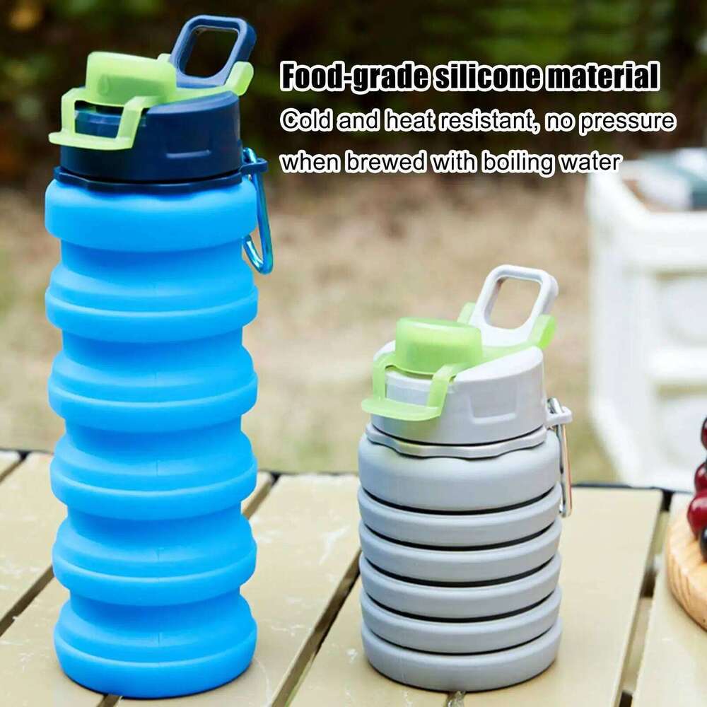 Silicone with Lid Space Saving Leakproof Bottle Foldable Reusable Cup for Travel Gym Outdoor, Coffee Water Drink Z260313