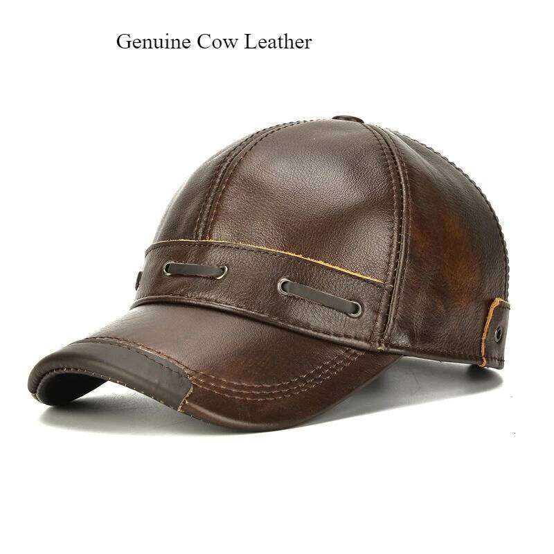 Genuine Cow Leather Baseball Caps Men Coffee Kufi Hats High-end Mature and Steady Style Outdoor Sports Classic Europe Hiking Hat Z260313