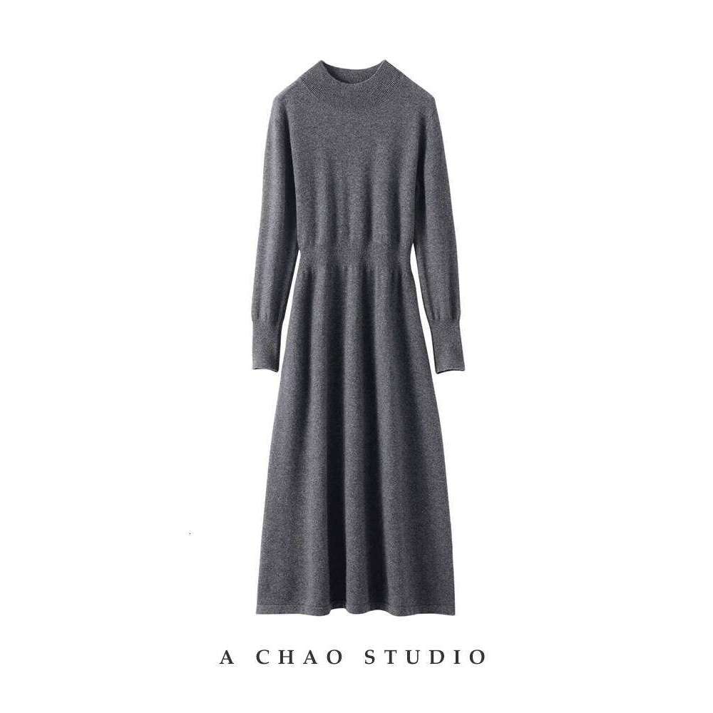 CHICUU Women 100% Knitted One Piece Autumn Winter Thick Warm Cashmere Knitwear Long Sleeve Dress Z260313