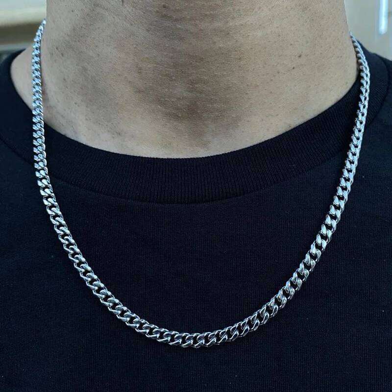 Fashion New 3MM Cuba Chain Men Stainless Steel Gold Color Long Necklace For Women Jewelry Gift Collar Hombres H260312