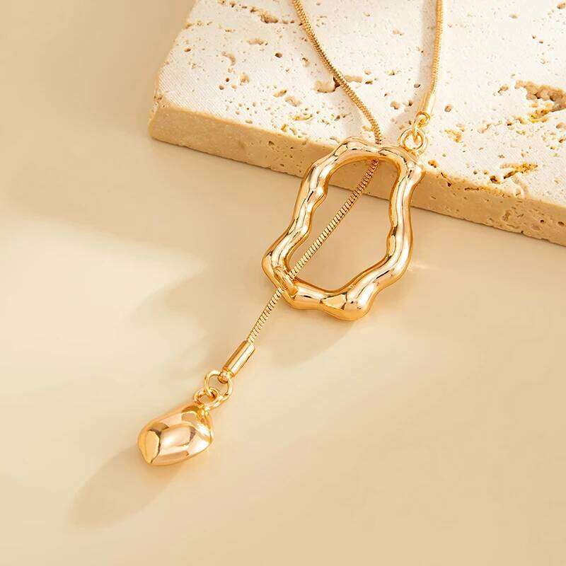 FTCY Fashion Irregular Geometry Long Pendants Necklaces For Women Vintage Adjustable Sweater Chain Party Charm Jewelry H260312