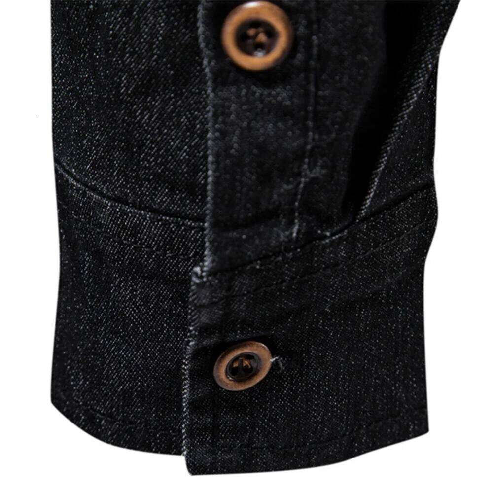 Elastic Cotton Denim Shirt Long Sleeve Quality Cowboy Shirts For Men Casual Slim Fit Mens Clothing