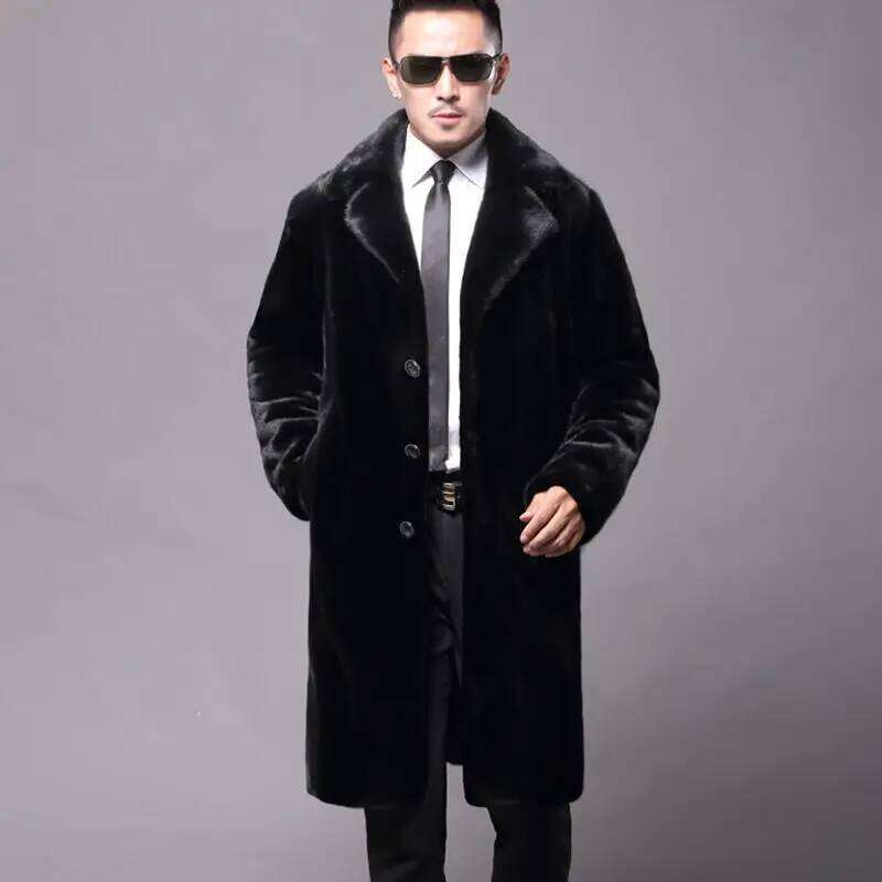 Men's long fur winter warm mink coat fat jacket loose casual windbreaker Z260313
