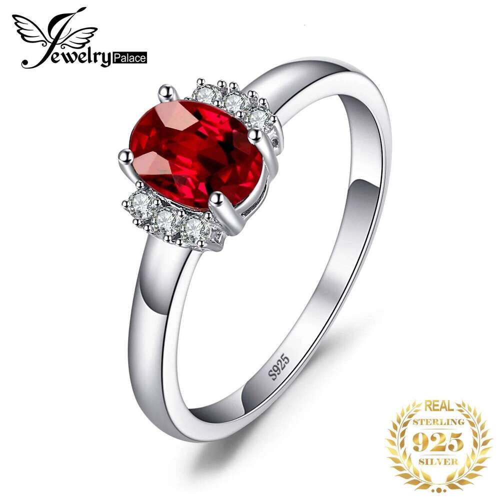 JewelryPalace Oval Natural Red Garnet 925 Sterling Silver Rings for Women Fashion Engagement Gemstone Birthstone Jewelry H260312