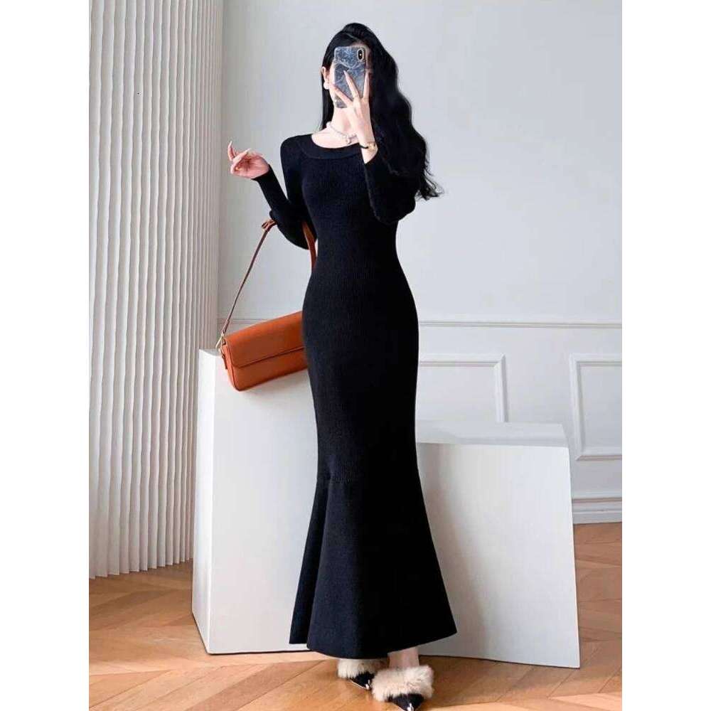 Fishtail Crochet Dresses for Women Clearance Sale Casual Korean Trend Comfortable High Quality Cool Y2k Red Woman Knitted Dress Z260314