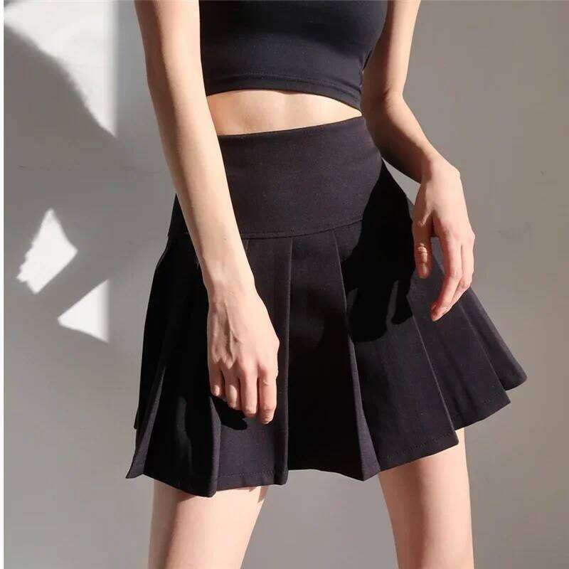 Mini Womens 2024 Summer Japanese School Pleated Skirts High Waist Kawaii Cute Skirt Uniform Harajuku Z260314