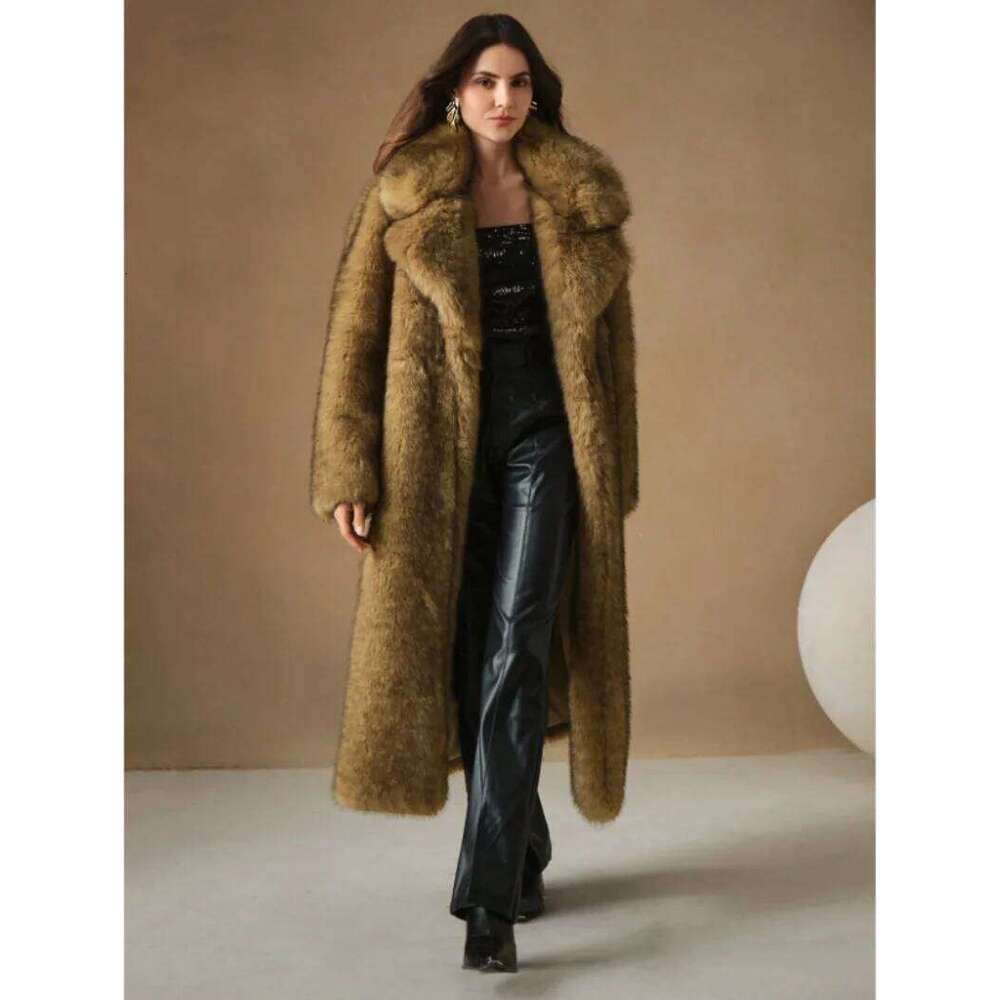 New Autumn and Winter Fashionable Long Coat Imitating Fox Fur Fluffy Parka Jacket Z260313