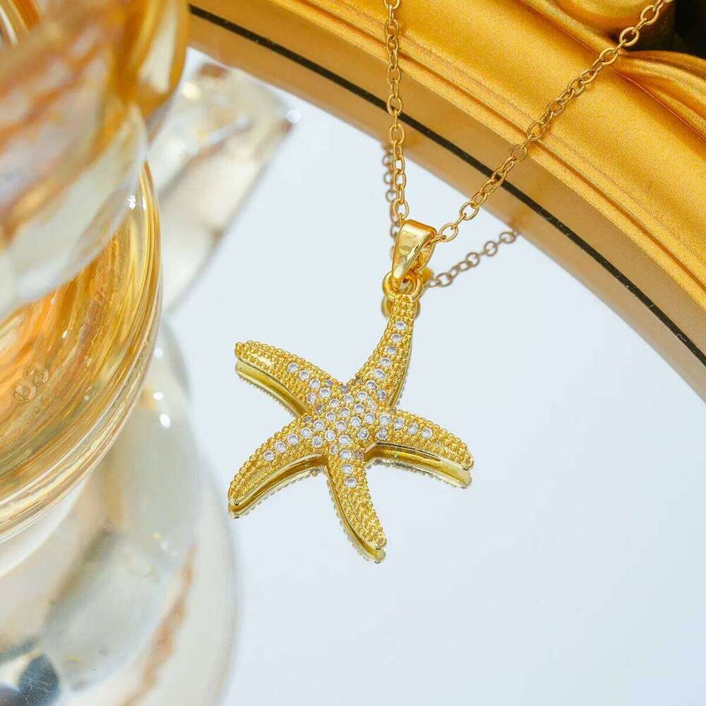 Stainless Steel Chain Fashion Zircon Starfish Pendant Necklaces Women Girls Boho Party Accessories Jewelry Gift for Friends H260312