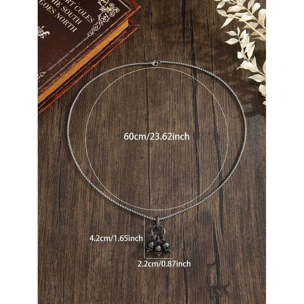 Retro Punk Skull Pendant Dark Personality Trendy Accessories Handsome Men's and Women's Same Style Fried Street Necklace H260312