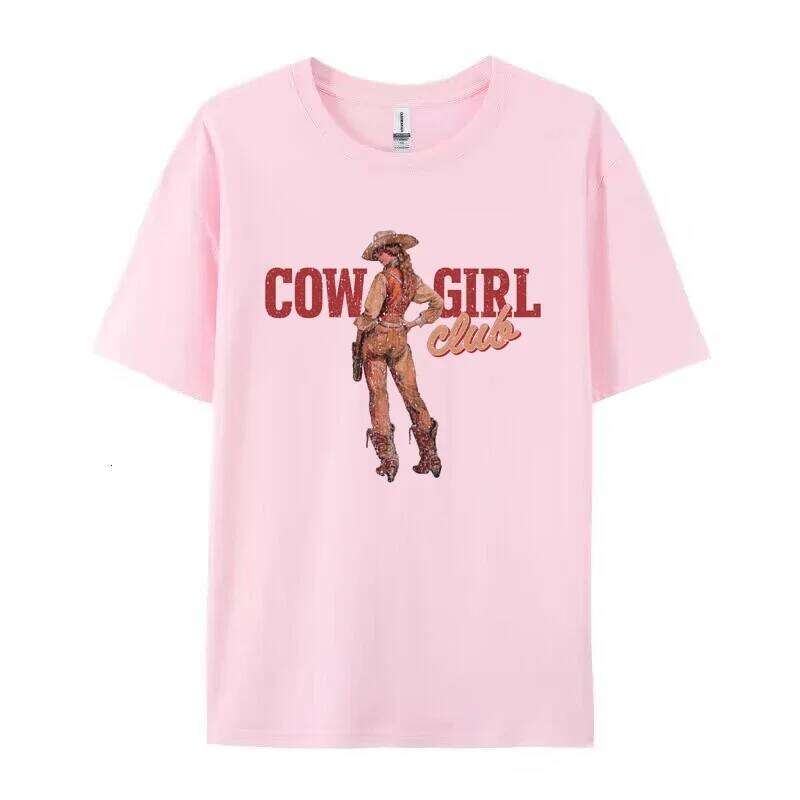 Cute Cowgirl Club T Shirt Retro Boho Western Country Graphic Tees Loose Vintage Aesthetic Rodeo T-Shirts Women Fashion Clothing Z260314