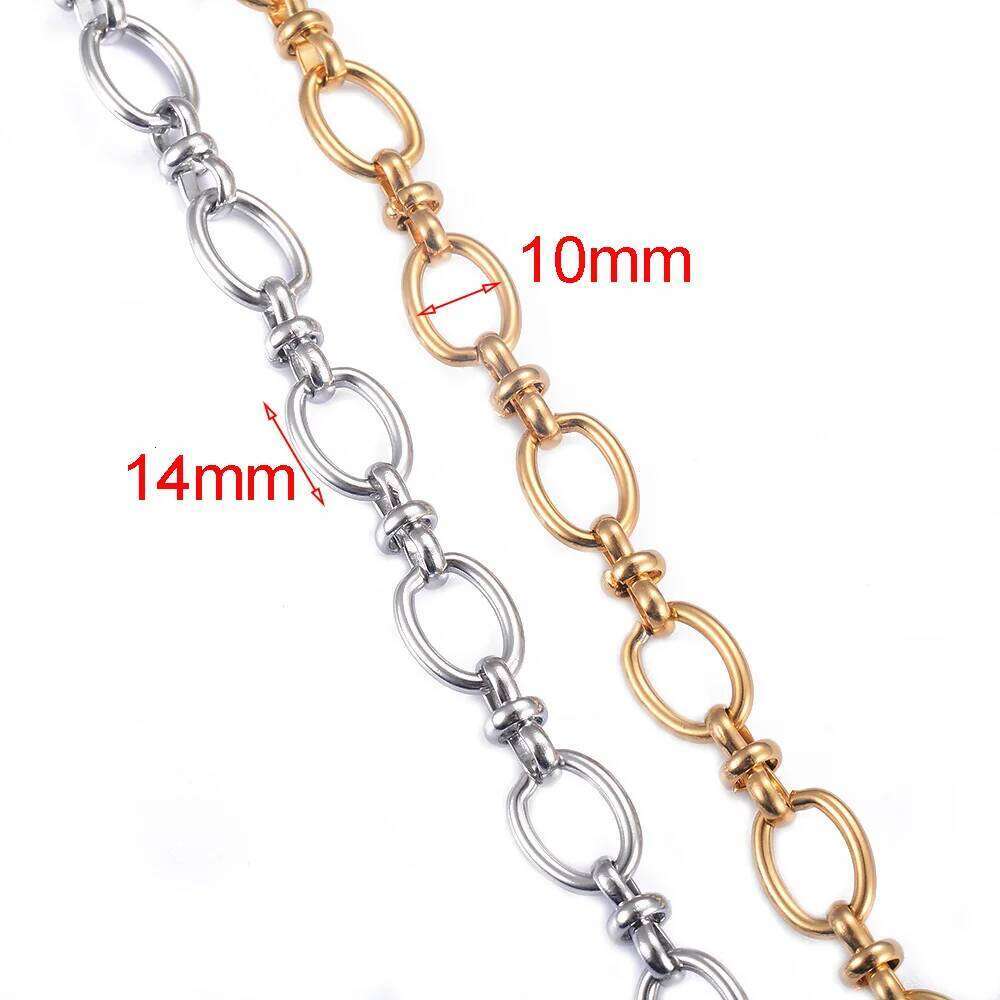 1 piece Women Mens Stainless Steel Handmade Oval High Quality Big Chain Necklace Punk Heavy Jewelry H260312