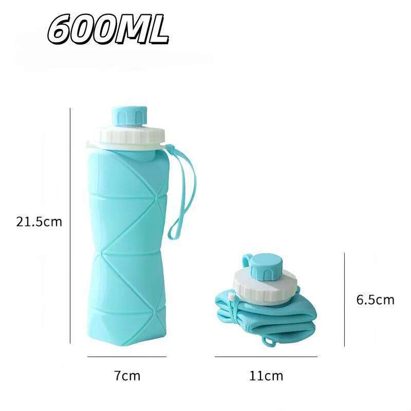 Collapsible Silicone Sports Bottles 600ml Portable Large Capacity Leakproof Bottle Outdoor Picnic Camping Water Cup Z260314