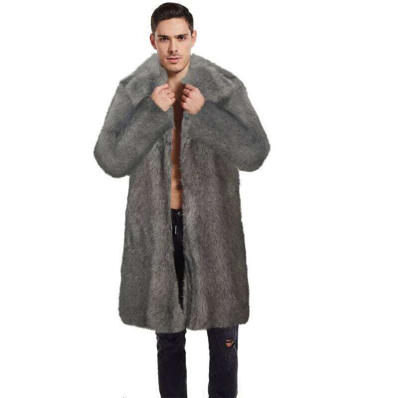 Men's High-quality Coat for Autumn European and American Foreign Trade Popular Winter New Arrival Faux Fur Long Jacket Z260313
