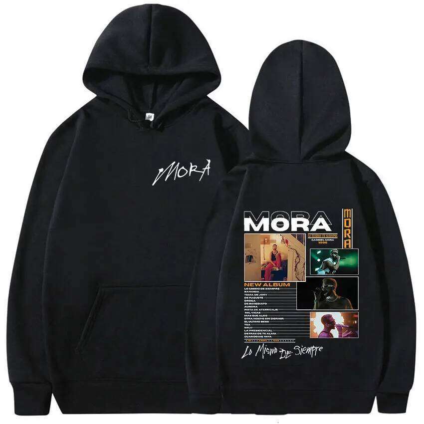 2025 Autumn/Winter Rap Singer Mora Lo Mismo De La Otra Vez Album Hoodie Hip Hop Retro Cotton Loose Casual Men's Clothing Z260314