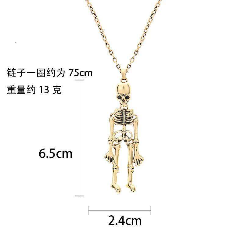 Retro Punk Skeleton Ghost Pendant Halloween Skull Necklace Long Sweater Chain Accessories for Women Men Teen Party Gift H260312