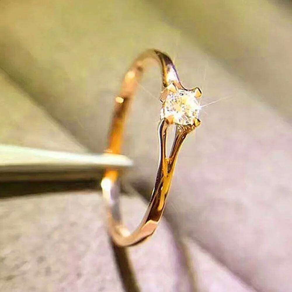 Classic Simple Silver Color Stainless Steel Four Claws Zircon Couple Rings for Women Men Wedding Anniversary Jewelry Gift H260312