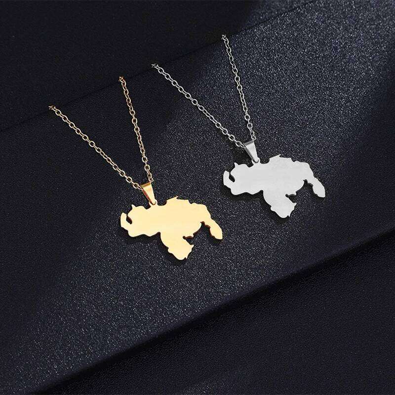 2022 New Venezuela Map Pendant Necklaces Silver Color/Gold Color Stainless Steel Chain Necklace Choker Venezuelan Jewelry H260312