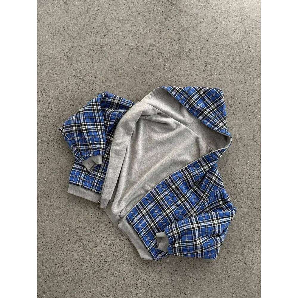 Korean Fashion Simple Gray Double Sided Oversized Zipper Hoodie Women Y2K New Harajuku Gothic Casual Joker Couple Sweatshirt Z260315