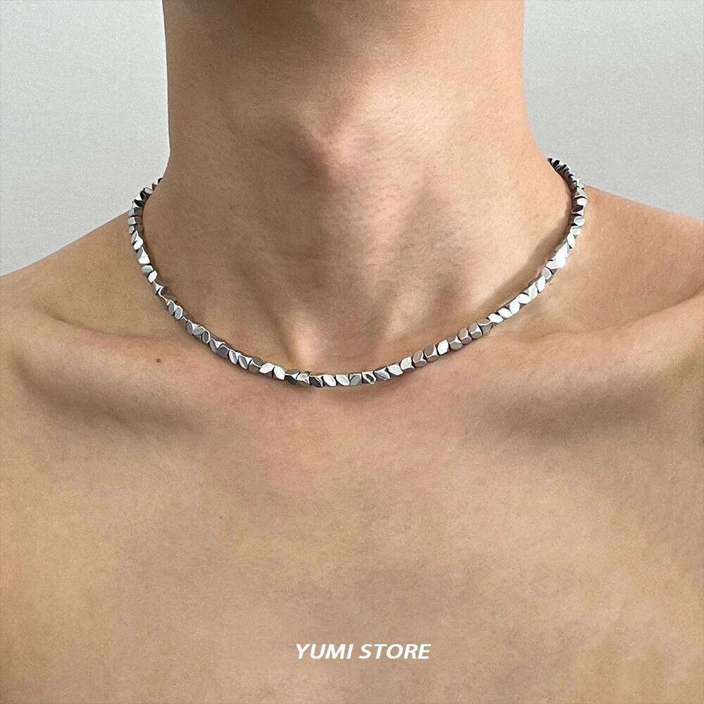 Trend Irregular Titanium Steel Necklace For Men Women Simple Silver Color Chain Choker Jewelry Male Female Accessories H260312