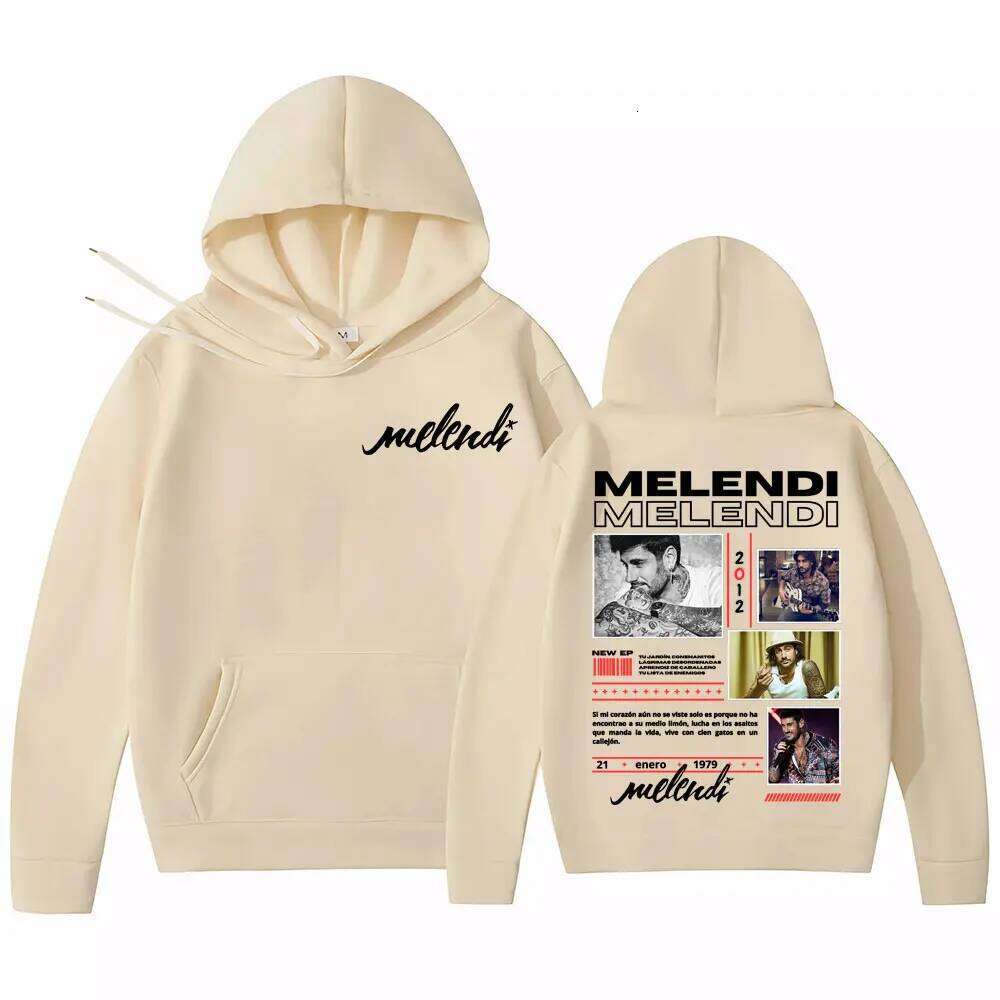 Rap Singer Melendi Album 2025 Tour Merch Autumn Winter Hip-hop Gothic Retro Casual Polar Pure Cotton Hoodie for Men Women Z260314