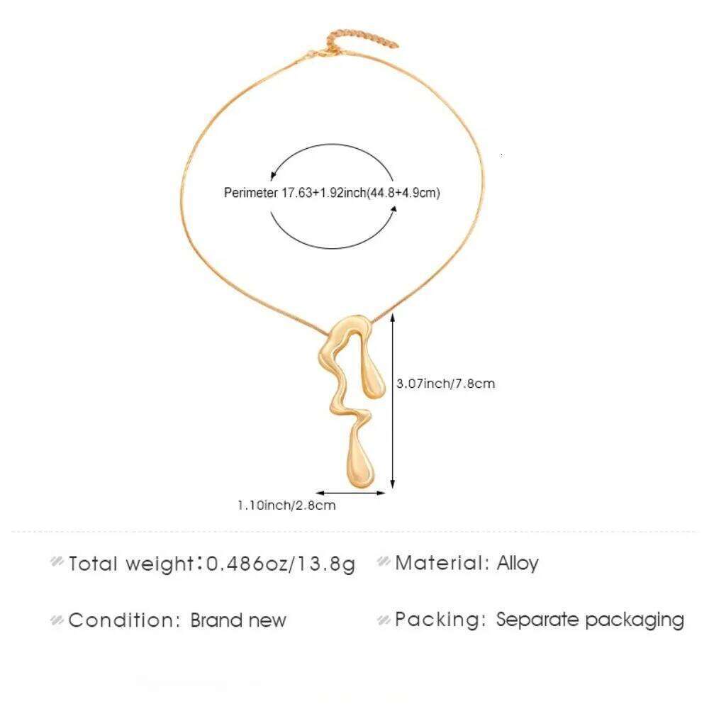 Creative Metal Irregular Water Drops Earrings Necklace For Women Minimalist Design Geometric Curved Stud New Year Jewelry Gift H260312