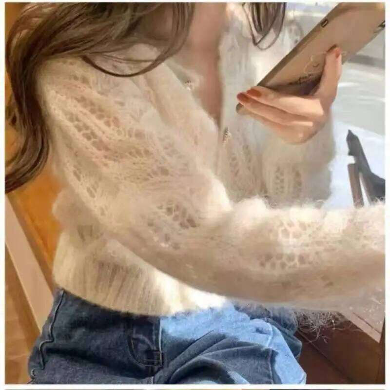 Autumn Vintage Female Winter Long Sleeve Women Knitted Cardigan Sweaters Fashion Hollow Out Elegant Tops 16179 Z260314