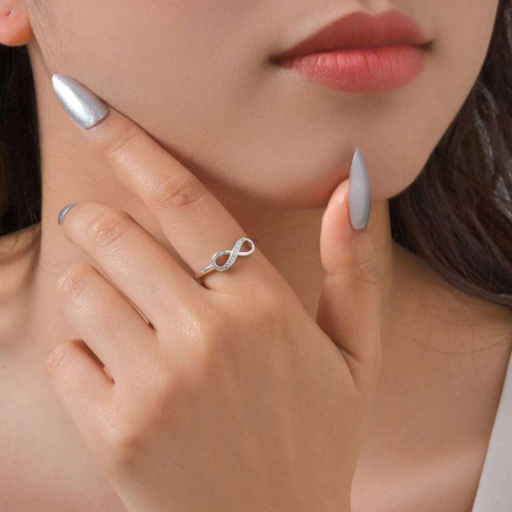 Fine Cubic Zircon Classic Infinity Adjustable Silver Color Geometric Metal Ring for Women Engagement Wedding Jewelry H260312