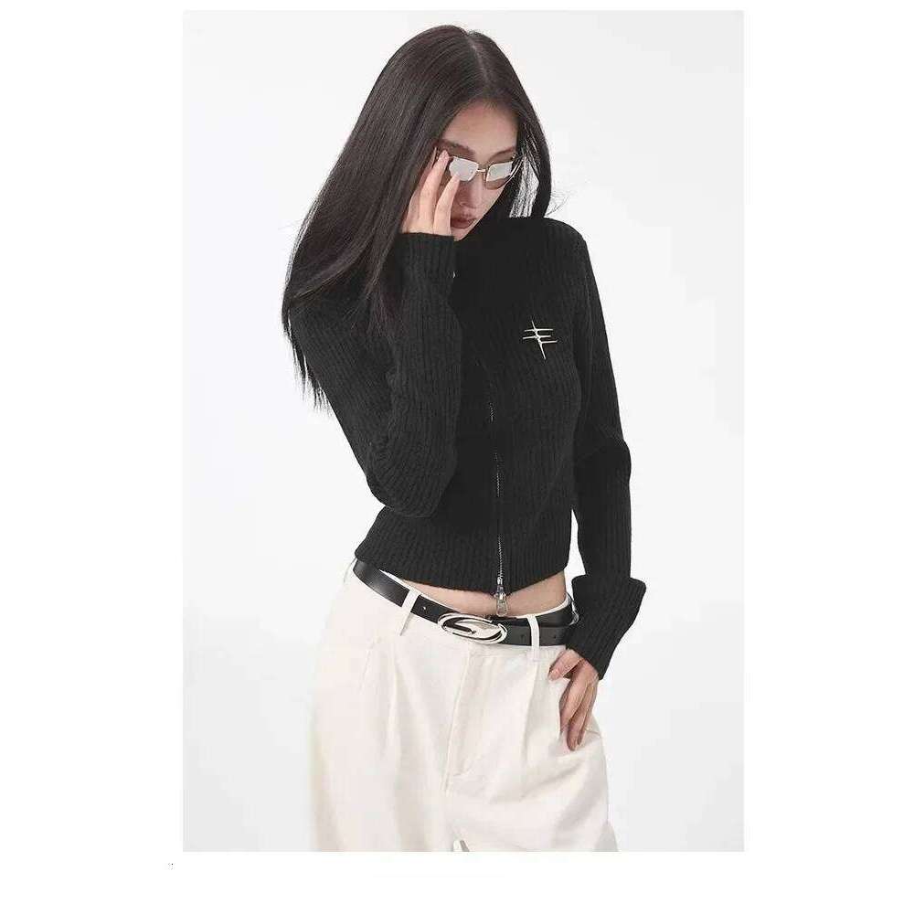 Deeptown Y2K Gyaru Grey Zipper Cardigan Women Vintage Black Crop Knit Sweater Female Harajuku Hippie Slim Jerseys Tops Jackets Z260314