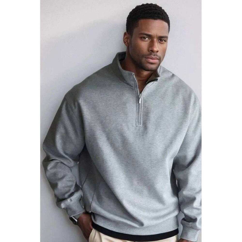 Sweatshirt Male Street Y2k Clothes Heavyweight Oversized Pullover Half Zip Collar For Gym Workout And Casual Winter Wear 26Y0313