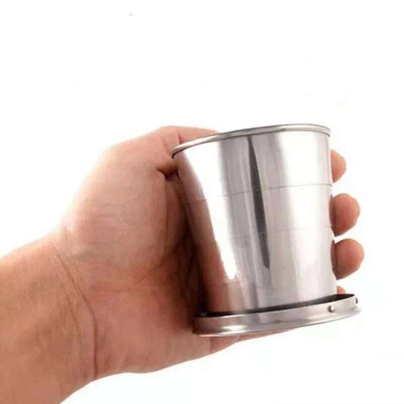 75/150/250ML Stainless Steel Folding Camping Cookware Retractable Teacups Teaware Camp Utensils Tableware Fol Z260313