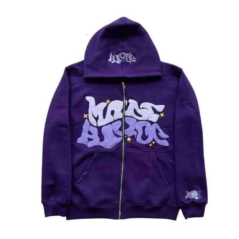 Youth Street Wear Y2K Gothic Punk Hip Hop Fashion Natural Color Zipper Digital Trend Printed Hoodie Z260315