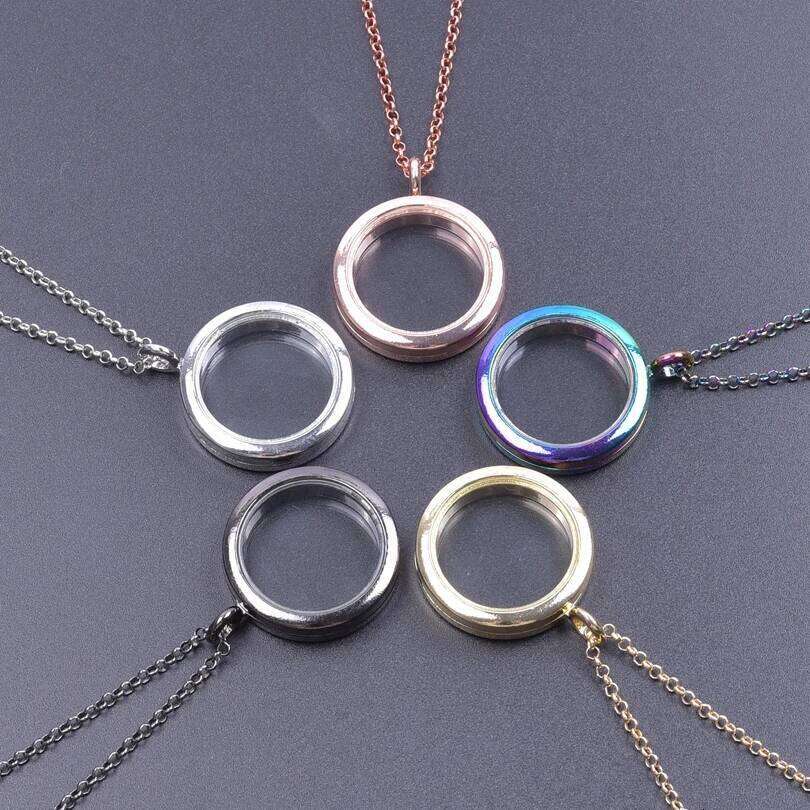 Heart Locket Pendant Necklace For Women Men Accessories Rhinestone Floating Lockets Charm Necklaces Fashion Jewelry Gift 3 Color H260312