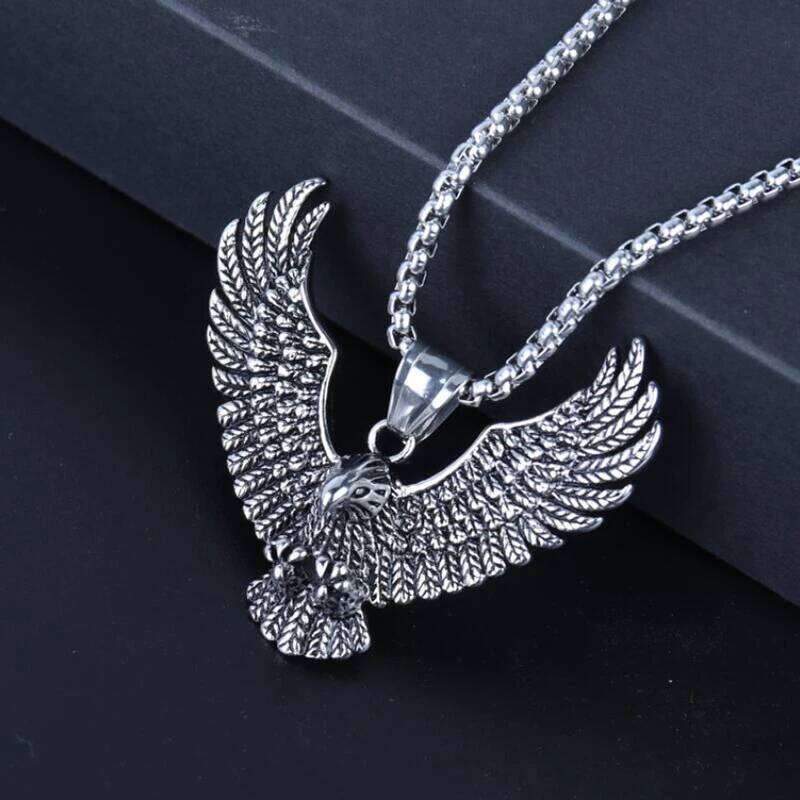 Flying Eagle Pendant Necklace Hip Hop Punk Stainless Steel Chain Men's Jewelry Vintage Rapper Rock Accessories Gift 2025 New H260312