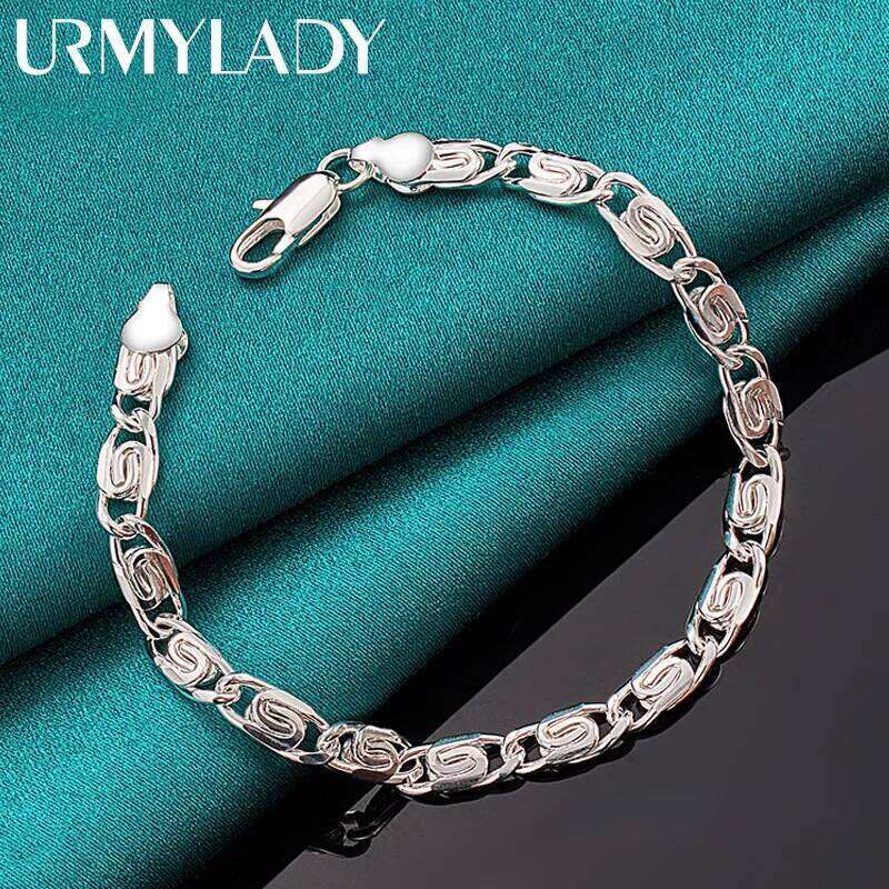 URMYLADY 925 Sterling Silver Paper Clip Chain Bracelet For Women Men Wedding Engagement Fashion Jewelry Z260313