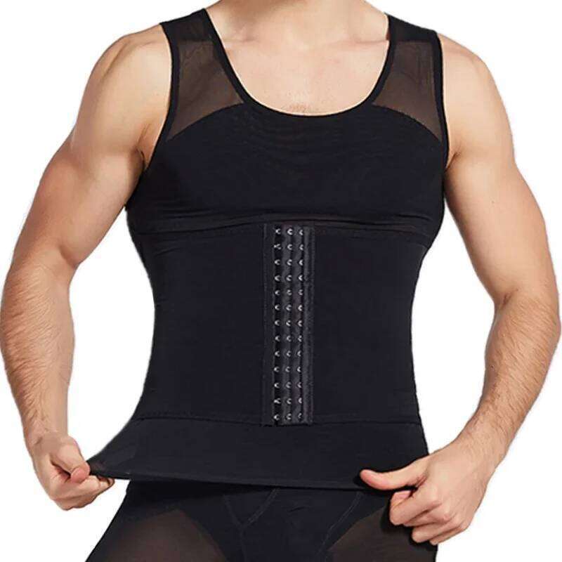 Mens Body Shaper Compression Vest Abdomen Shapewear Tummy Slimming Sheath Gynecomastia Shapers Corset Waist Fajas Tops 26Y0312