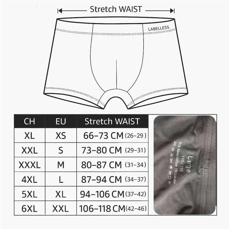 5 Packs Bamboo Boxers Man XL XXL XXXL XXXXL 5XL 6XL Plus Size Underwear Men Flat Feet Gym Shorts Panties Black Underpants Gifts