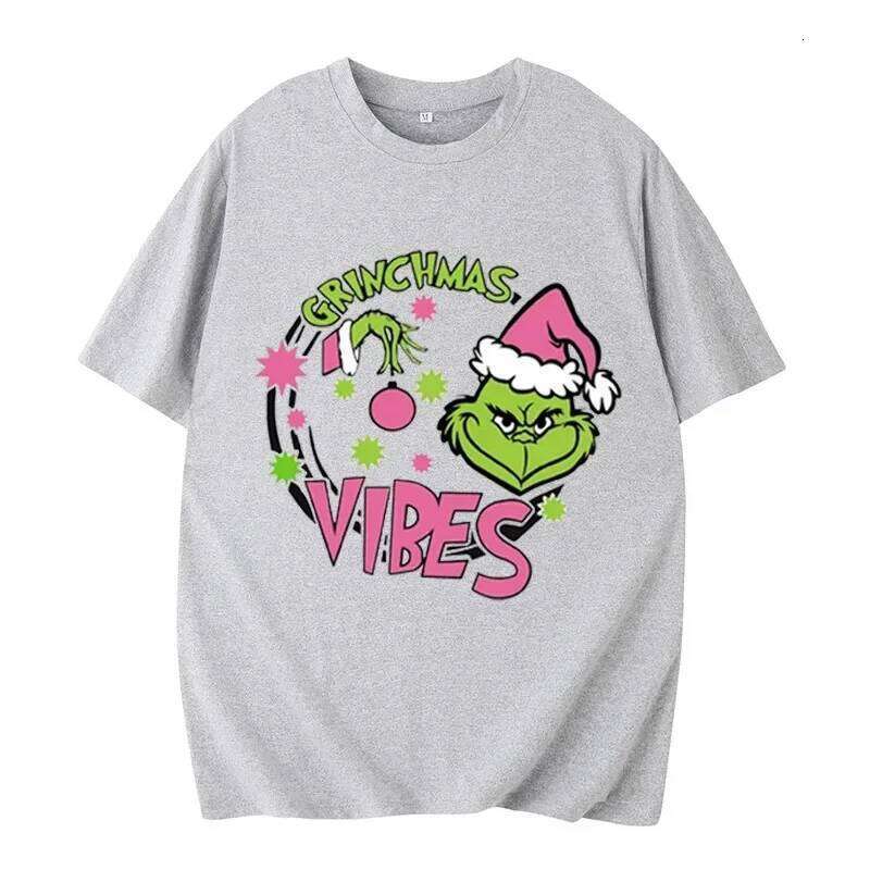 Grinch Shirt Deer Party Christmas Snowman Casual Breathable Crew Women Clothes Z260314