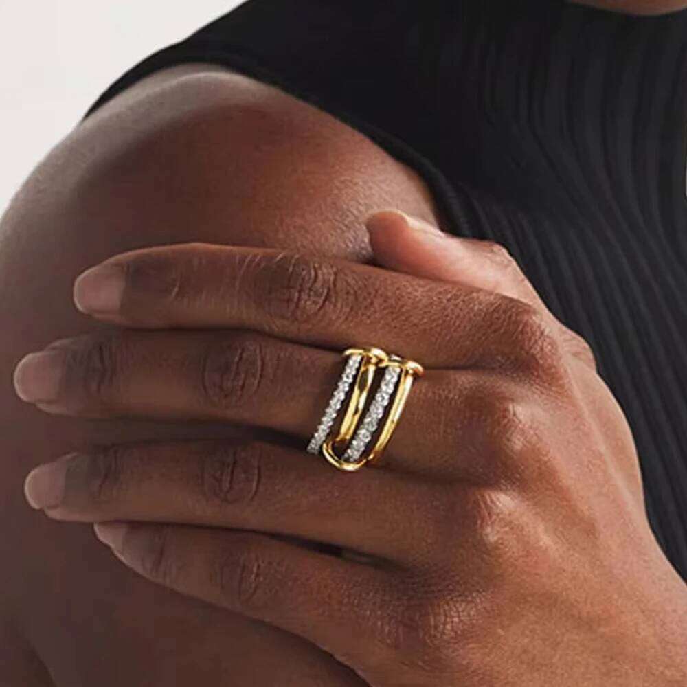 2025 New Arrived Gold Plated 3 Circle Stacking Rings for Women Micro Paved 5A Cubic Zirconia Ring Stackable Full Finger Jewelry H260312