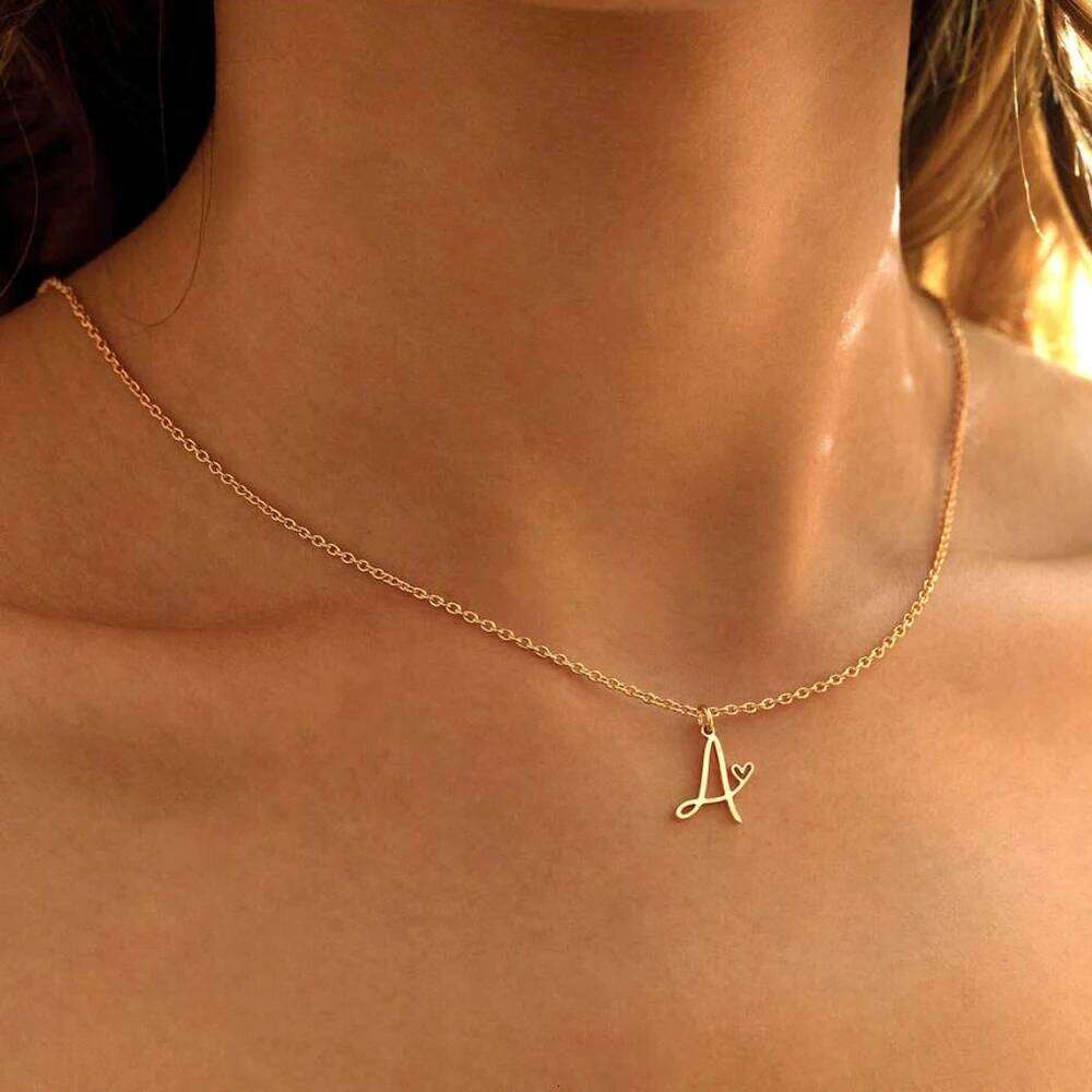Fashion Stainless Steel A-Z Initial Letter Necklace For Women Elegant Gold Color 26 Alphabet Pendant Jewelry Girls Birthday Gift H260312