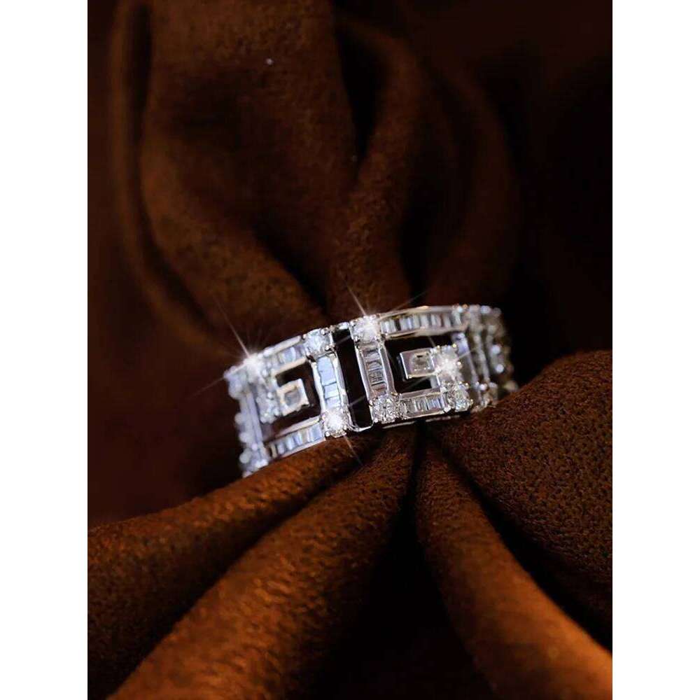 925 Sterling Silver Zircon Sparkle Carbonite Maze Rings For Women Engagement Anniversary High Quality Fine Jewelry H260312