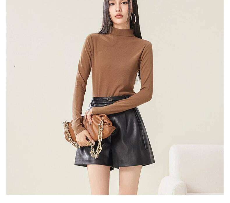 Yuyue Casual Style Acetic Wool Warm Sweater Women's Plush Base Shirt Spring Semi-turtleneck Knitted Top Z260313