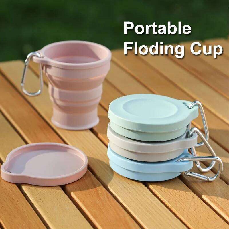 180ML Folding Outdoors with Hanging Hole Creative Water Portable Washing Fashion Travel Silicone Cup Z260313