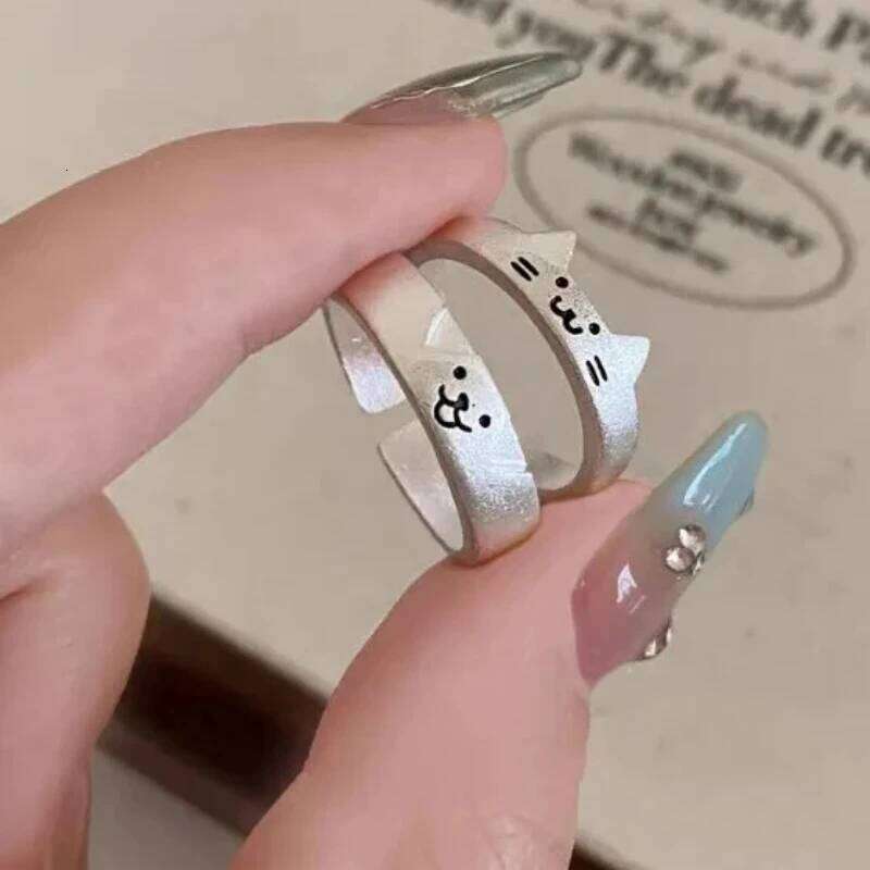 Cartoon Dog Cat Couple Women Men Cute Animal Finger Rings Simple Design Adjustable r Friendship Fashion Jewelry Gifts H260312