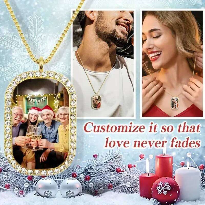 Personalised Photo Necklace for Women - Custom Valentine's Gift with Sparkling Rhinestones H260312