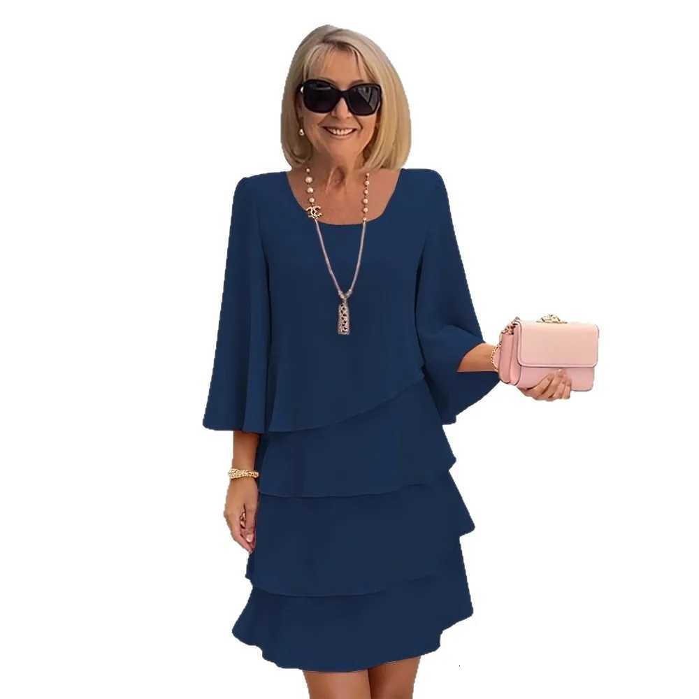 Womens Tiered Ruffle Bell Sleeve Shift Dress Square Neck Flowy Casual Gown for Elegant Daily Wear and Social Events T260314