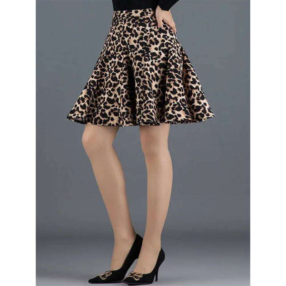 Leopard Print Half Length For Women High Waist Short A-line Pleated Summer Woman Clothes Skirt Z260314