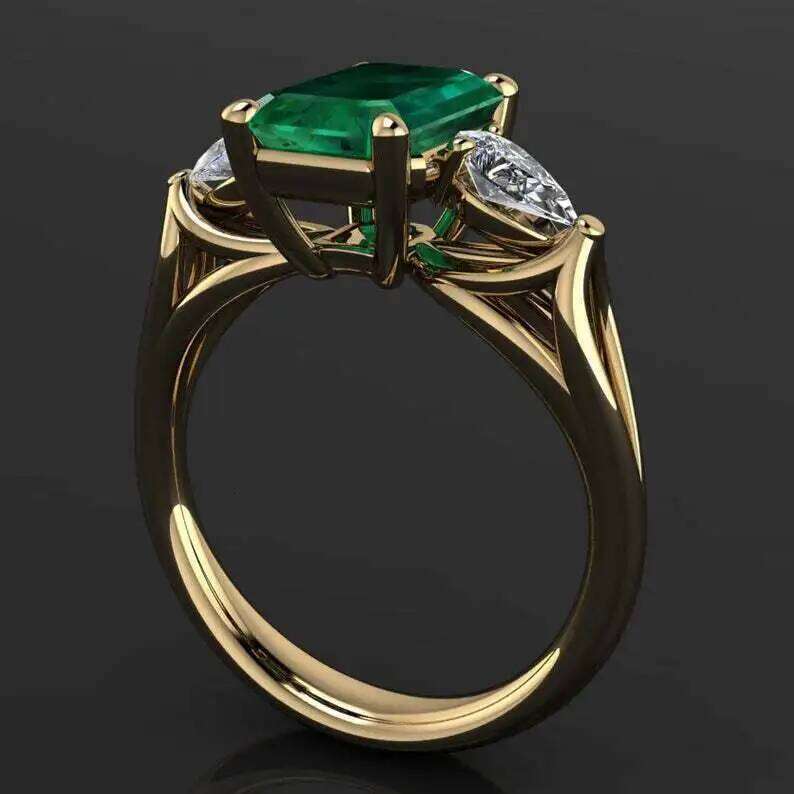 Jewelry Green Women Bague Diamant Bizuteria Anillos De Pure Emerald Gemstone 14k Gold Ring for Females H260312