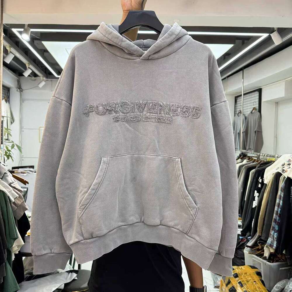 Washed Embroidered Patched Alphabet Hoodie Men Women Best Quality Hooded Pullover Z260315